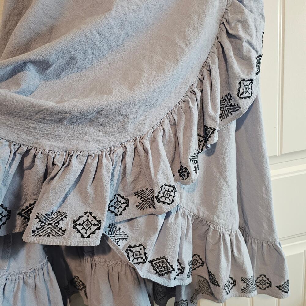 Vintage Y2K Denim Ruffle Skirt Women Large Blue Tiered Cottage Western Full Boho - Picture 5 of 9